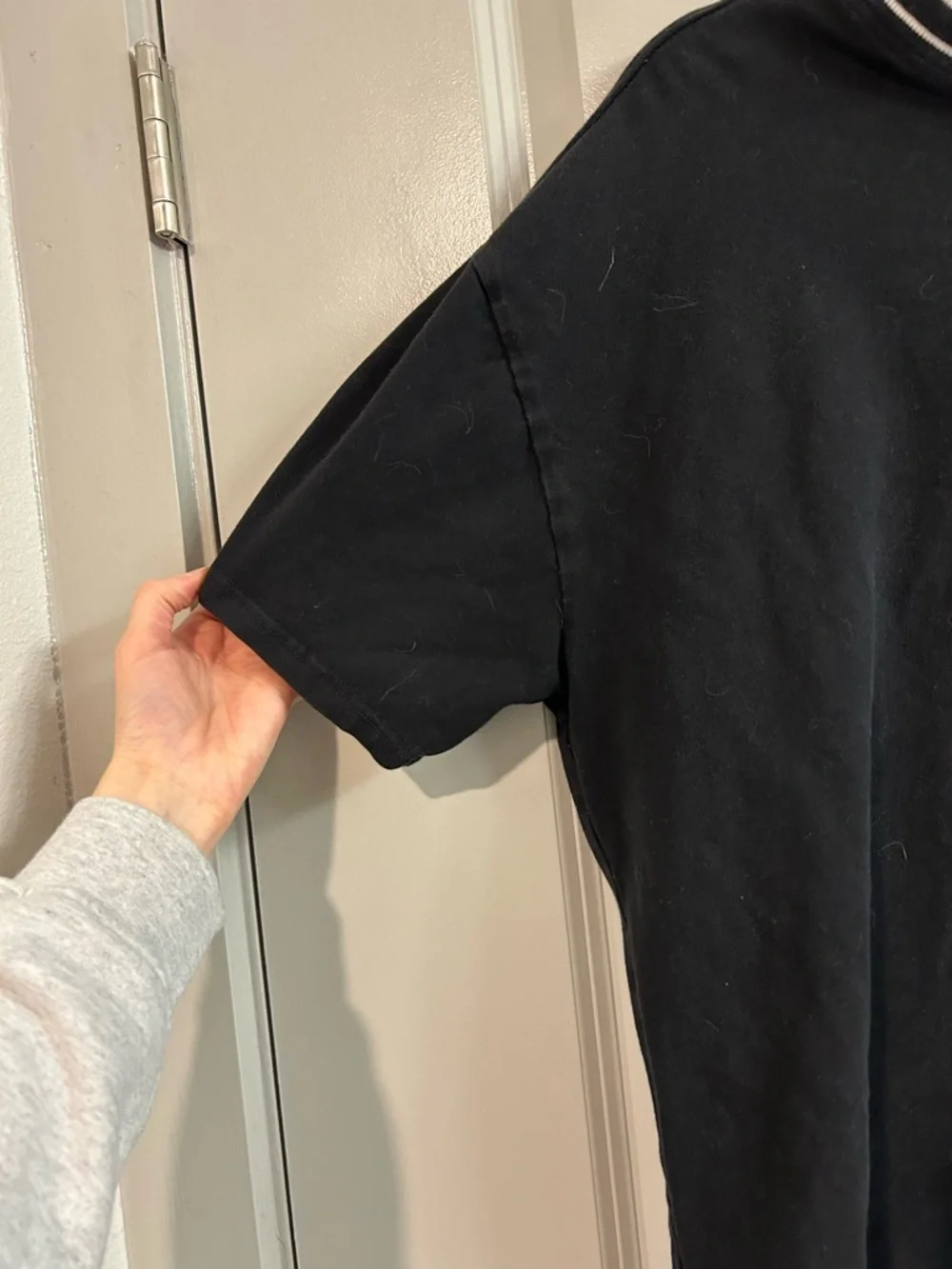 YoungLA Black Short Sleeve Crewneck with White Logo Trim - Picture 4 of 5